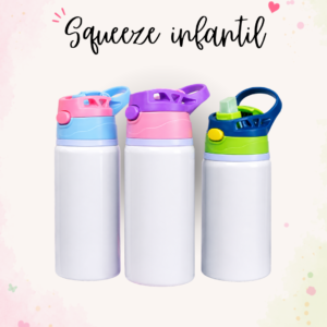 Garrafa Infantil Personalizada de Alumínio 600 ml com Tampa Colorida
